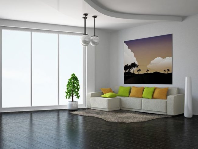 18545663 - livingroom with sofa near the wall